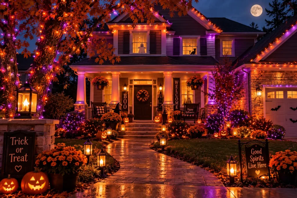 Halloween light length guide for indoor and outdoor spaces.