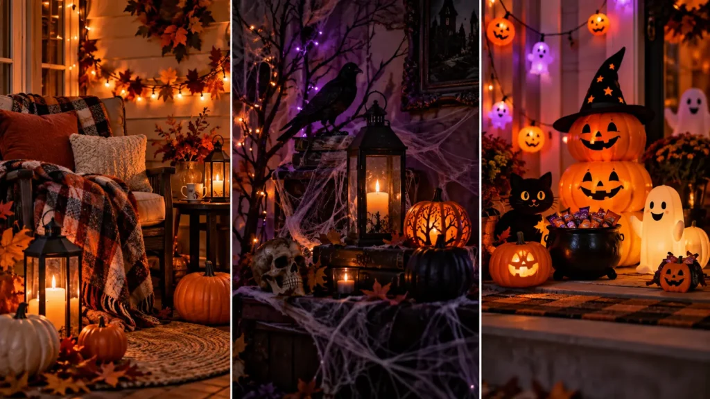 Halloween String Lights 5 Easy Ways to Make Your Home Feel Magical2 _ 
Three Halloween lighting styles for different moods.