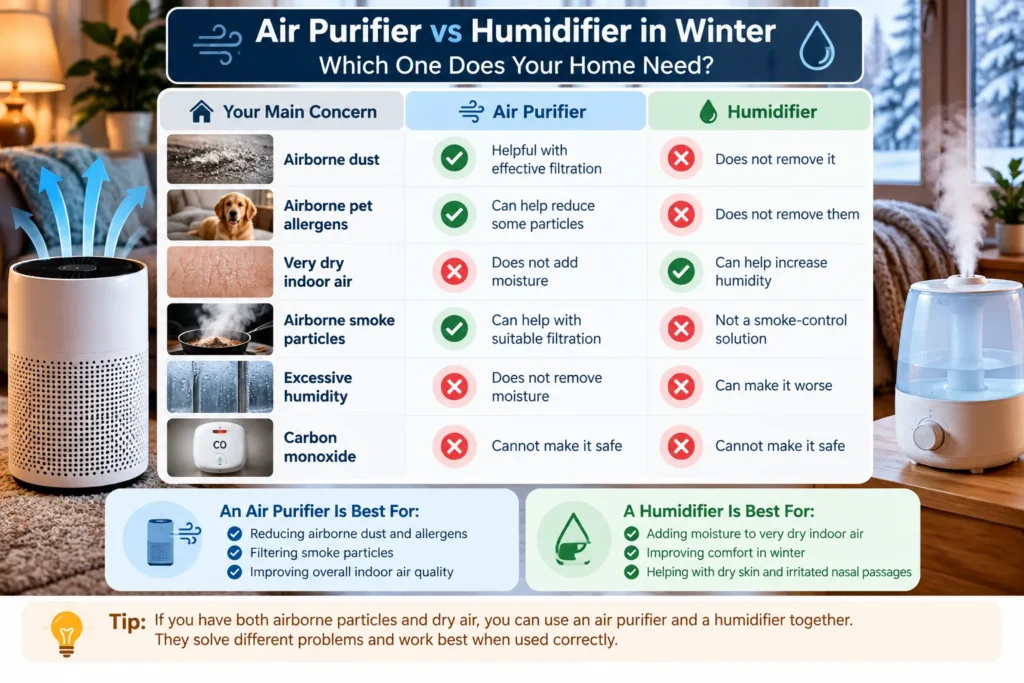 Indoor Air Quality in Winter - Air Purifier vs Humidifier: What Does Your Home Actually Need?